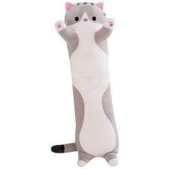 PERLE RARE 50cm Peluche Chat Poupée Mignon Dessin Animé Doux Peluche Chaton Oreiller(Cendre)