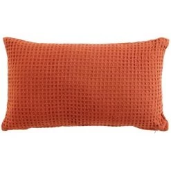 1001KDO POUR LA MAISON Coussin Dehoussable 30 X 50 Cm Gaufrettes Terracotta