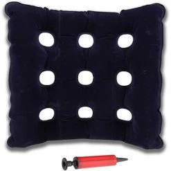 ROSIER Coussin De Siège Gonflaable, Coussin De Siège Carré, Coussin Respirant, Coussin De Siège Portable Pour Chaise De Bureau, Voiture, Chaise De Bureau, Fauteuil Roulant Ou Maison (noir Et Bleu, Pompe)——VEBTles