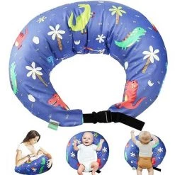 ALMI Coussin D'allaitement Avec Boucle Réglable, 100% Coton Amovible Et Lavable, Pour L'allaitement, Le Dos, Le Ventre (dinosaure)