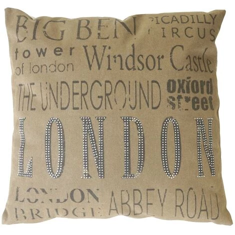 DéCOSHOP26 Coussin Décoratif Motif London 45x45cm - Or 2 DéCOSHOP26 Coussin Décoratif Motif London 45x45cm - Or – Image 2