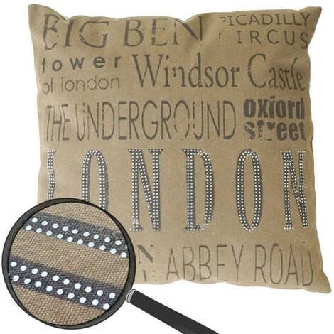 DéCOSHOP26 Coussin Décoratif Motif London 45x45cm - Or 3 DéCOSHOP26 Coussin Décoratif Motif London 45x45cm - Or – Image 3
