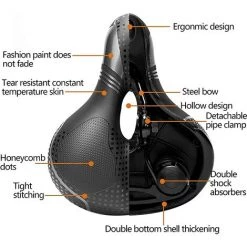 TANABATA Selle De Vélo En Gel Résistant Aux Chocs - Selle De Vélo Creuse Et Respirante - Coussin épais Doux Et Confortable - Pour VTT Et Vélo De Route Avec Housse Imperméable - Noir -France Coussin et housse de coussin Soldes Boutique 58461656 3