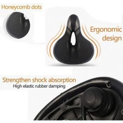 TANABATA Selle De Vélo En Gel Résistant Aux Chocs - Selle De Vélo Creuse Et Respirante - Coussin épais Doux Et Confortable - Pour VTT Et Vélo De Route Avec Housse Imperméable - Noir -France Coussin et housse de coussin Soldes Boutique 58461656 4