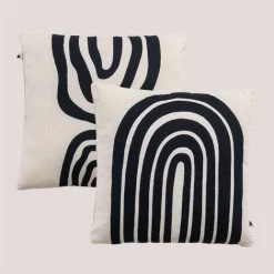 Lot De 2 Housses De Coussin Carrées En Coton (45x45 Cm) Zarcke SKLUM Coton - Beige Crème