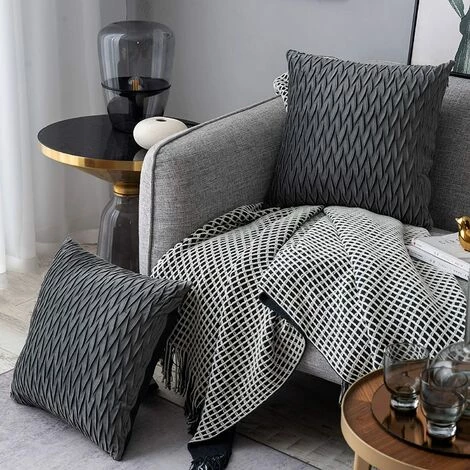 Housses Coussin En Velours 45x45cm Pour Salon Canapé,Lot De 4 Housses Coussin Carrés De Motif Uni Décoration Chambre,Gris GrooFoo 2 Housses Coussin En Velours 45x45cm Pour Salon Canapé,Lot De 4 Housses Coussin Carrés De Motif Uni Décoration Chambre,Gris GrooFoo – Image 2