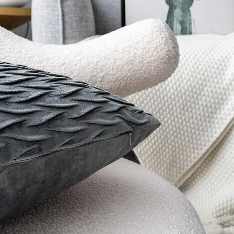 Housses Coussin En Velours 45x45cm Pour Salon Canapé,Lot De 4 Housses Coussin Carrés De Motif Uni Décoration Chambre,Gris GrooFoo 4 Housses Coussin En Velours 45x45cm Pour Salon Canapé,Lot De 4 Housses Coussin Carrés De Motif Uni Décoration Chambre,Gris GrooFoo – Image 4