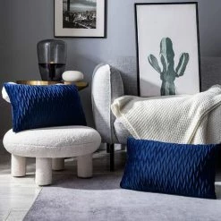 Housses Coussin En Velours 30x50cm Pour Salon Canapé，Lot De 4 Housses Coussin Carrés De Motif Uni Décoration Chambre,Bleu Marin GrooFoo -France Coussin et housse de coussin Soldes Boutique 58760929 3