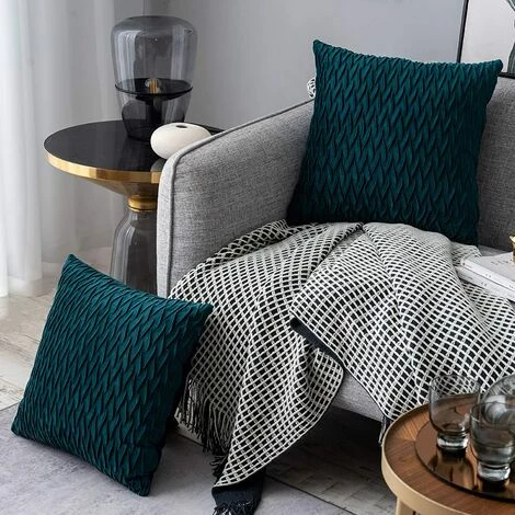 Housses Coussin En Velours 30x50cm Pour Salon Canapé,Lot De 4 Housses Coussin Carrés De Motif Uni Décoration Chambre,Bleu Vert GrooFoo 2 Housses Coussin En Velours 30x50cm Pour Salon Canapé,Lot De 4 Housses Coussin Carrés De Motif Uni Décoration Chambre,Bleu Vert GrooFoo – Image 2