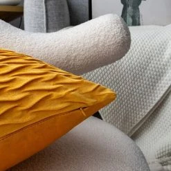 Housses Coussin En Velours 45x45cm Pour Salon Canapé，Lot De 4 Housses Coussin Carrés De Motif Uni Décoration Chambre,Jaune GrooFoo -France Coussin et housse de coussin Soldes Boutique 58760936 4