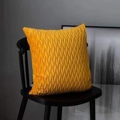 Housses Coussin En Velours 45x45cm Pour Salon Canapé，Lot De 4 Housses Coussin Carrés De Motif Uni Décoration Chambre,Jaune GrooFoo -France Coussin et housse de coussin Soldes Boutique 58760936 5