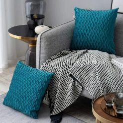 Housses Coussin En Velours 45x45cm Pour Salon Canapé，Lot De 6 Housses Coussin Carrés De Motif Uni Décoration Chambre,Turquoise GrooFoo -France Coussin et housse de coussin Soldes Boutique 58760938 2
