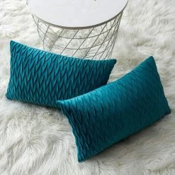 Housses Coussin En Velours 30x50cm Pour Salon Canapé，Lot De 4 Housses Coussin Carrés De Motif Uni Décoration Chambre,Turquoise GrooFoo -France Coussin et housse de coussin Soldes Boutique 58760948 3