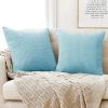 Lot De 2 Housse De Coussin Bleu Ciel En Velours 50x50cm Pour Salon Housse De Coussin Decoratif GrooFoo