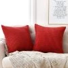 Lot De 2 Housse De Coussin Rouge Vif En Velours 40x40cm Pour Salon Housse De Coussin Decoratif GrooFoo