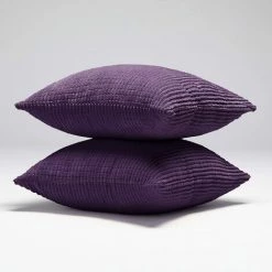 Lot De 4 Housse De Coussin Violet Clair En Velours 45x45cm Pour Salon Housse De Coussin Decoratif GrooFoo -France Coussin et housse de coussin Soldes Boutique 58760962 2