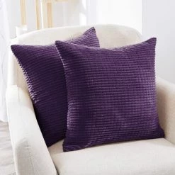 Lot De 4 Housse De Coussin Violet Clair En Velours 45x45cm Pour Salon Housse De Coussin Decoratif GrooFoo -France Coussin et housse de coussin Soldes Boutique 58760962 3