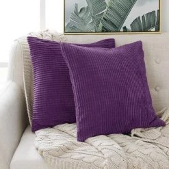 Lot De 4 Housse De Coussin Violet Clair En Velours 40x40cm Pour Salon Housse De Coussin Decoratif GrooFoo