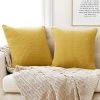 Lot De 4 Housse De Coussin Jaune Moutarde En Velours 40x40cm Pour Salon Housse De Coussin Decoratif GrooFoo
