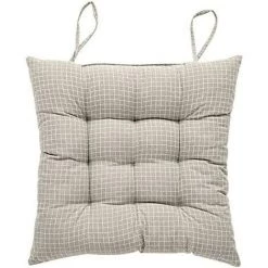 ENLENK Coussin De Chaise 43 X 43 X 8 Cm Avec Sangles, Housse De Coussin De Chaise De Jardin Universelle En Coton Et Lin, Facile à Nettoyer, Intérieur Extérieur Bureau Tatami Cuisine Tapis De Jardin Gris Clair