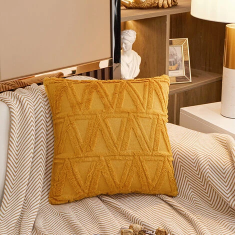 2 Pcs Doux Peluche Laine Courte Velours Décoratif Housses De Coussin Luxe Style Pour Canapé Chambre Jaune 45 X 45 Cm GrooFoo 1 2 Pcs Doux Peluche Laine Courte Velours Décoratif Housses De Coussin Luxe Style Pour Canapé Chambre Jaune 45 X 45 Cm GrooFoo