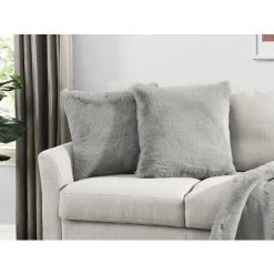 OZAIA Lot De 2 Coussins En Fausse Fourrure - 45 X 45 Cm - Gris - ARENDAL - Gris