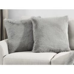 OZAIA Lot De 2 Coussins En Fausse Fourrure - 45 X 45 Cm - Gris - ARENDAL - Gris -France Coussin et housse de coussin Soldes Boutique 58871896 4