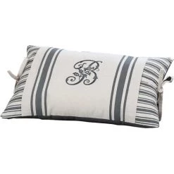 HOMEMAISON Coussin Déhoussable Brodé D'un Monogramme Ecru 30 X 50 Cm - Ecru