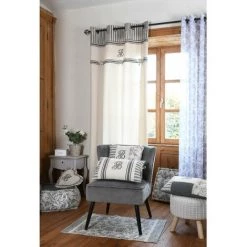 HOMEMAISON Coussin Déhoussable Brodé D'un Monogramme Ecru 30 X 50 Cm - Ecru -France Coussin et housse de coussin Soldes Boutique 58973559 3