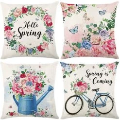 Ensoleillé Printemps Floral Taie D'Oreiller Paillettes Canapé Jeter Coussin Housse Home Decor