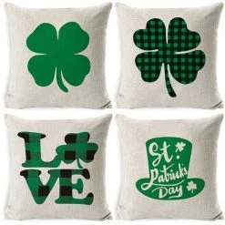 Ensoleillé 4pcs Home Decor Cover St. Patrick's Day Taie D'oreiller Jeter Housse D'oreiller
