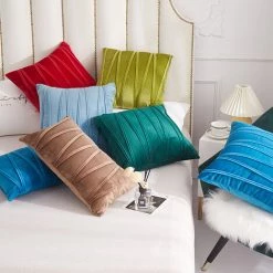 Lot De 4 Housse De Coussin Rayures Géométriques Tridimensionnelles Velours Taie D'oreiller Décoratif Maison Salon Canapé Chambre (45x45cm, Vert Foncé) GrooFoo -France Coussin et housse de coussin Soldes Boutique 59148887 2