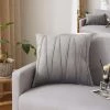 Lot De 4 Housse De Coussin Rayures Géométriques Tridimensionnelles Velours Taie D'oreiller Décoratif Maison Salon Canapé Chambre (45x45cm, Gris) GrooFoo