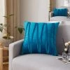 Lot De 4 Housse De Coussin Rayures Géométriques Tridimensionnelles Velours Taie D'oreiller Décoratif Maison Salon Canapé Chambre (45x45cm, Paon Bleu) GrooFoo