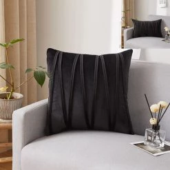 Lot De 2 Housse De Coussin Rayures Géométriques Tridimensionnelles Velours Taie D'oreiller Décoratif Maison Salon Canapé Chambre (30x50cm, Noir) GrooFoo