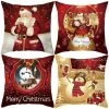 Ensoleillé Noël Noël Coussin Lancer Housse Treillis Taie D'Oreiller Coton Maison Canapé Décor