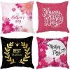 Ensoleillé 4pcs Taie D'oreiller De La Fête Des Mères Jeter Housse De Coussin Maison Housse D'oreiller Décoratif