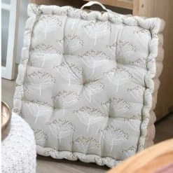 HOMEMAISON Coussin De Sol Aux Impressions D'achillée Naturel 45 X 45 Cm - Naturel