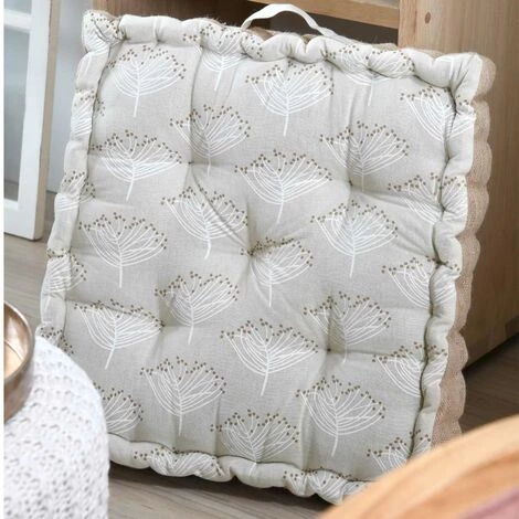 HOMEMAISON Coussin De Sol Aux Impressions D'achillée Naturel 45 X 45 Cm - Naturel 1 HOMEMAISON Coussin De Sol Aux Impressions D'achillée Naturel 45 X 45 Cm - Naturel
