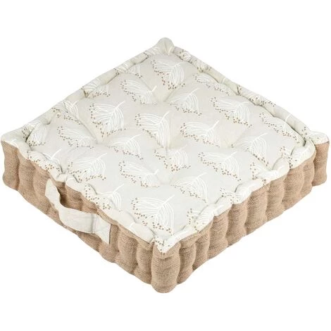 HOMEMAISON Coussin De Sol Aux Impressions D'achillée Naturel 45 X 45 Cm - Naturel 2 HOMEMAISON Coussin De Sol Aux Impressions D'achillée Naturel 45 X 45 Cm - Naturel – Image 2