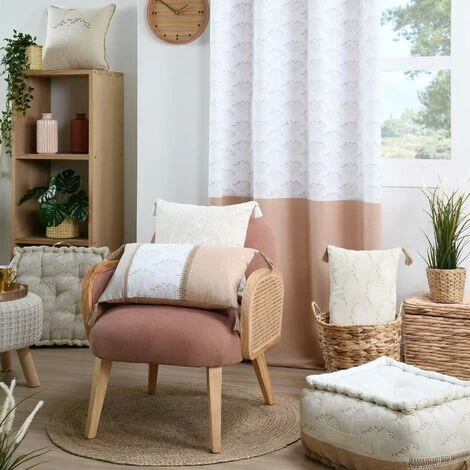 HOMEMAISON Coussin De Sol Aux Impressions D'achillée Naturel 45 X 45 Cm - Naturel 3 HOMEMAISON Coussin De Sol Aux Impressions D'achillée Naturel 45 X 45 Cm - Naturel – Image 3