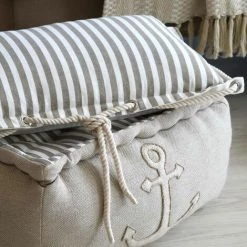 HOMEMAISON Coussin Rayé à Cordelette Esprit Bord De Mer Naturel 30 X 50 Cm - Naturel -France Coussin et housse de coussin Soldes Boutique 59207311 3