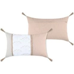 HOMEMAISON Coussin Aux Impressions De Fleurs D'achillée Naturel 30 X 50 Cm - Naturel