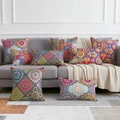 ZOLGINAH Housse Coussin Décoratif Mandala Modernes Modèle Housse De Coussin Bohème Coton Et Lin Taie D'oreiller Carré Avec Fermeture Glissière Invisible Pour Canapé Chaise Maison Taie Coussin 40x40cm Lot De 4 -France Coussin et housse de coussin Soldes Boutique 59344539 2