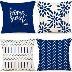 ZOLGINAH 40x40CMLot De 4 Housse De Coussin Décoratif Canapé Taie D'oreiller Decoration Canapé Housses De Coussin En Lin D'extérieur Housse De Coussin Décoration Pour Chambre, Canapé, Chaise, Lit,Jardin
