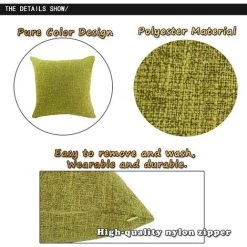 ZOLGINAH Housses De Coussin Coton Lin En Couleur Unie Throw Pillow Case Chambre Salon Sofa Décoration De Maison Carré Taie D'oreiller Invisible Fermeture à Glissière Vert 35X50CM -France Coussin et housse de coussin Soldes Boutique 59344555 3