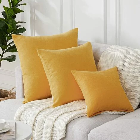 ZOLGINAH Taie Oreiller 65x65 Lot De 2 Housse Coussin Carré Decoratif Jaune Moutarde Pour Gros Coussin Canapé Lit Décoration Chambre Salon Maison Scandinave Uni En Chenille Doux Avec Fermeture Elair 3 ZOLGINAH Taie Oreiller 65x65 Lot De 2 Housse Coussin Carré Decoratif Jaune Moutarde Pour Gros Coussin Canapé Lit Décoration Chambre Salon Maison Scandinave Uni En Chenille Doux Avec Fermeture Elair – Image 3
