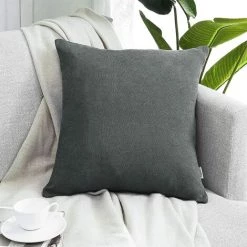 ZOLGINAH Housse Coussin 40x40 Gris Foncé Decoration Salon Maison Chambre Bebe Ado Aesthetic Lot De 2 Housse De Coussin Canapé 40 X 40 Carré En Chenille Doux Pour Fauteuil Scandinave -France Coussin et housse de coussin Soldes Boutique 59344578 5