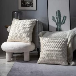 ZOLGINAH Housses Coussin En Velours 45x45cm Pour Salon Canapé，Lot De 2 Housses Coussin Carrés De Motif Uni Décoration Chambre,Laiteux -France Coussin et housse de coussin Soldes Boutique 59344597 3