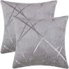 ZOLGINAH Gris Argenté Luxe Velours Coussin Couvre Cas, Coussin De Confortable D'Accent, Le Meilleur Carré Décoratif Couvre D'Oreiller Sofa De Divan De Lit De Canapé18x18 Pouces 45x45CM Ensemble De Deux